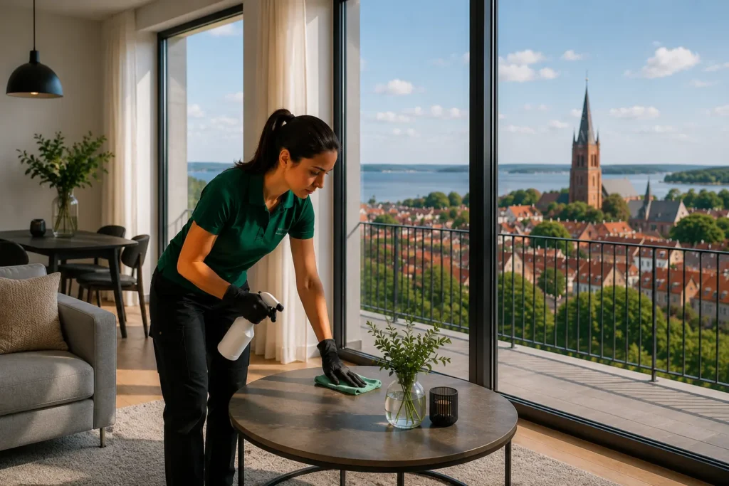Storstäd och hemstädning i Mariestad – IK Städ Professionell hemstädning och storstäd i Mariestad med utsikt över Mariestads stadskärna och Vänern.